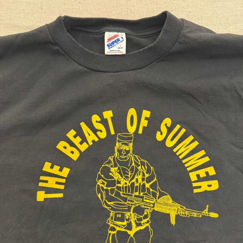 Vintage Jerzees Super T The Beast of Summer Squad Leader T-Shirt Black Large